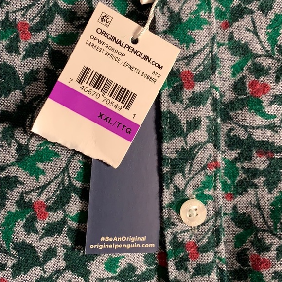 Original Penguin Holly Leaf Button Down Flannel - Picture 3 of 6